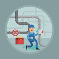 Plumber repair man illustration vector