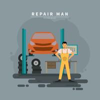 Reparador en la ilustración de servicio de coche vector