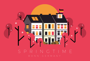 Springtime Bonn Germany Postcard vector