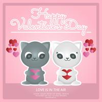 Vector Cute Cats Valentine's Day Card