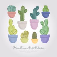 conjunto de cactus dibujados a mano de vector