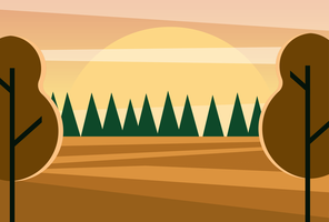 Clean and Simple Modern Abstract Geometric Forest Landscape in The Sunset vector