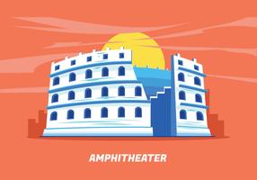 Amphitheater Ruin Ancient Architecture History City Vector Illustration in Perspective View