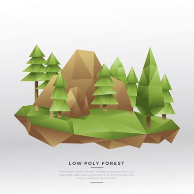 Low Poly Pine Forest Vector