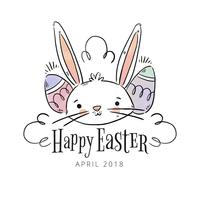 Cute Bunny With Eggs To Easter Day vector