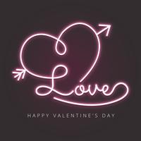 Love With Heart And Arrow In Neon Effect vector
