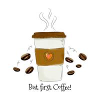 Coffee Cup With Cacao And Quote vector
