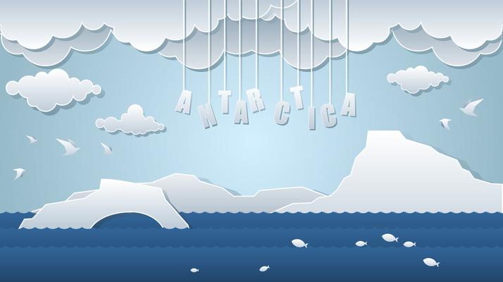 Antarctica Paper Art Landscape Free Vector