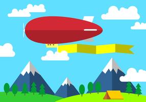 Dirigible rojo con vector libre de Banner