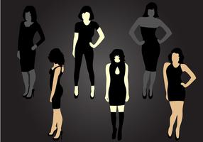 Six Mujer Silhouette vector