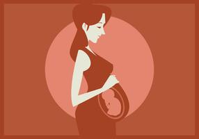 Mujer embarazada con un bebé en su vector de matriz
