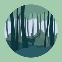 Bosque abstracto con la ilustración de los ciervos