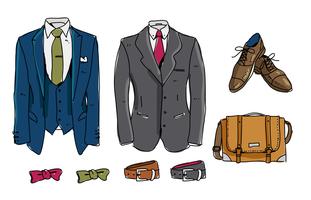 Formal Tux Set Hand Drawn Vector Illustration