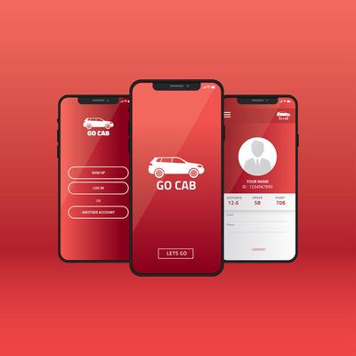 Mobile App Gui Online Taxi Vector