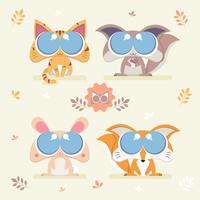 Cute Critter Big Eyes Set Vector