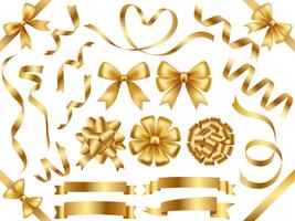 A set of assorted gold ribbons. vector