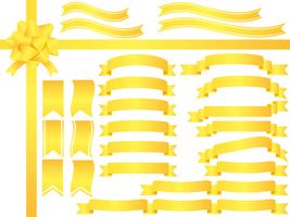 A set of assorted yellow ribbons. vector