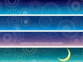 A set of four seamless fireworks background. vector