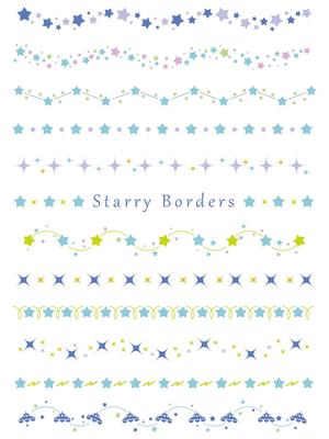 A set of assorted borders with various star patterns.