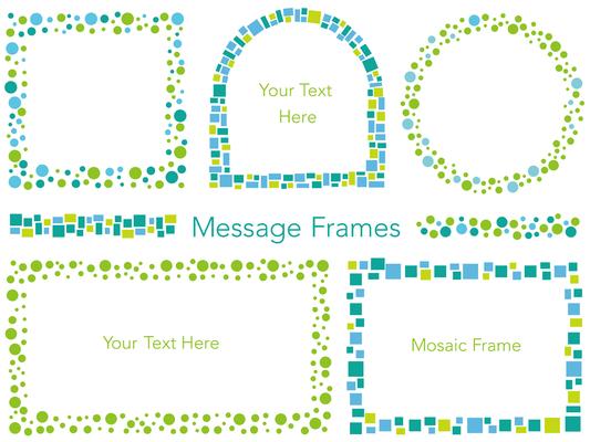 A set of assorted vector mosaic message frames.