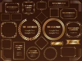 A set of assorted gold frames. vector