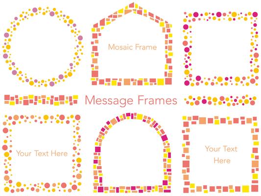 A set of six assorted vector mosaic message frames in autumn colors.