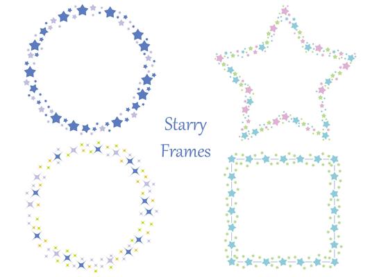 A set of four assorted frames with various star patterns.