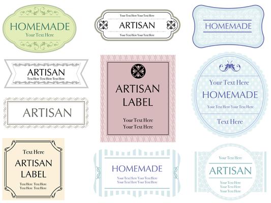 A set of assorted ten labels.