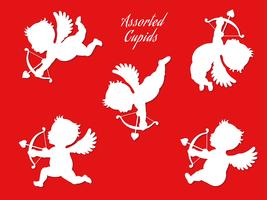 A set of assorted white cupids in various poses. vector