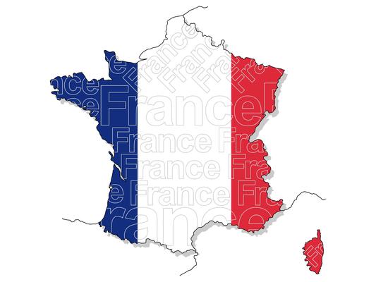 A map of France. 