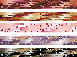 A set of a seamless Japanese traditional pattern in five colors. vector