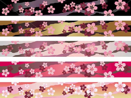 A set of a seamless Japanese traditional pattern in five colors.