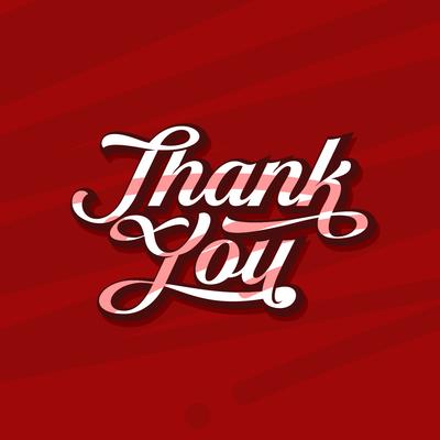 Custom Script Thank You Typography Free Vector