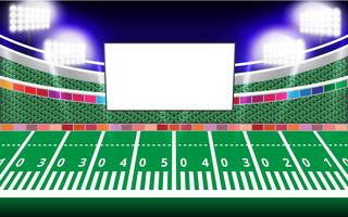Jumbotron y reflectores pantalla en blanco en el estadio