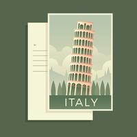 Pisa Tower Italy Post Card Vector