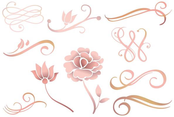 Rose Gold Ornaments Vectors