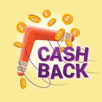 Cash back reward concept. Returning boomerang with money vector