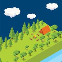 Vector de camping de Low Poly Forest