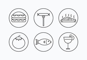 Charcuterie Iconos de contorno simple vector