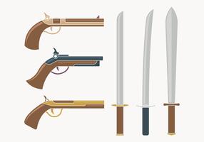 Colección de armas de mosqueteros vector