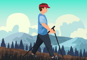 Man Doing Nordic Walking vector