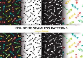 Colorful Fishbone Seamless Pattern Vector Set