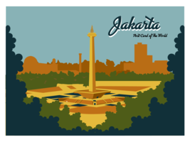 Jakarta Postcard Vector