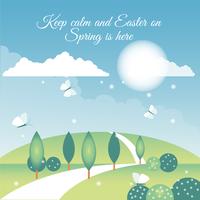 Flat Design Vector Spring Landscape