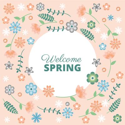 Flat Design Vector Spring Greeting Card