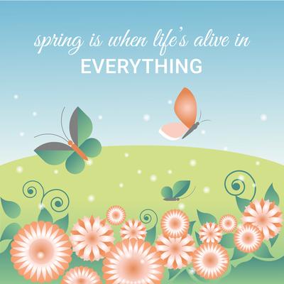 Flat Design Vector Spring Greeting Card Design