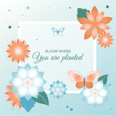 Flat Design Vector Spring Greeting Card