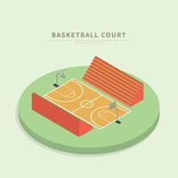 Ilustración isométrica de la cancha de baloncesto vector