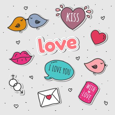 Love Stickers Set Vector