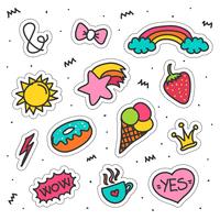 parches de doodle conjunto vector